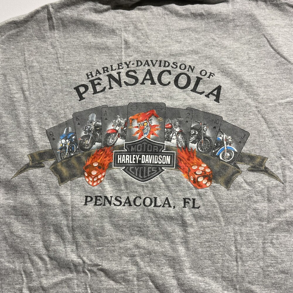 Vintage Harley Davidson Shirt Mens Pensacola FL Dice Poker Pocket Size Large